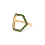 Hexagonal Tzavorite Gold Ring