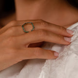 Hexagonal Tzavorite Gold Ring