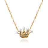 Gold Pearl Crown Necklace