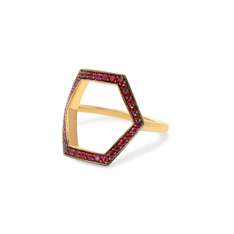 Ruby Hexagon Ring Gold