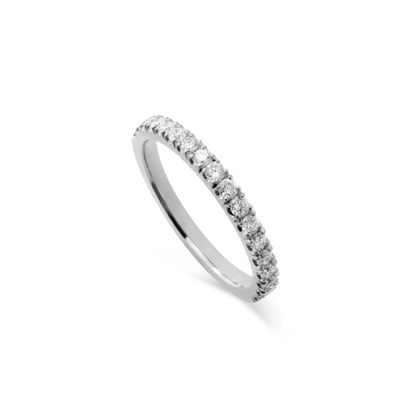 Platinum Wedding Band With Half Set Diamonds