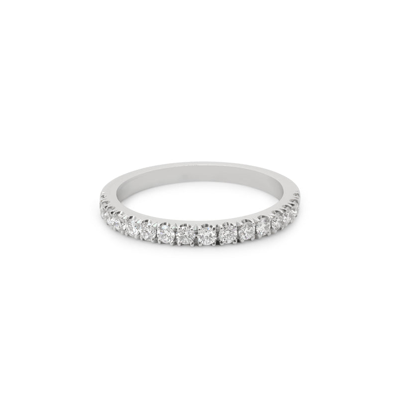 Platinum Wedding Band With Half Set Diamonds