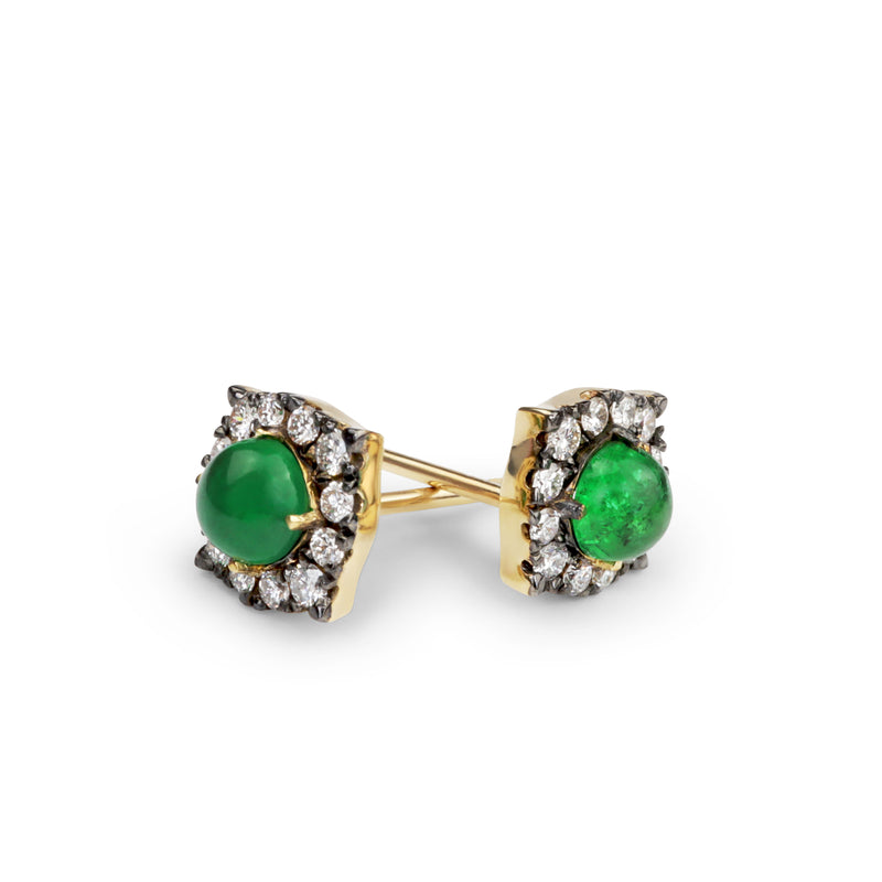 Emerald and Diamond Stud Earrings