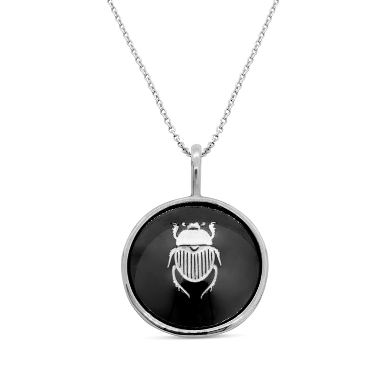 Beetle Pendant with Silver Chain