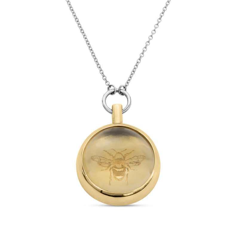 Gold Bee Pendant with Silver Chain