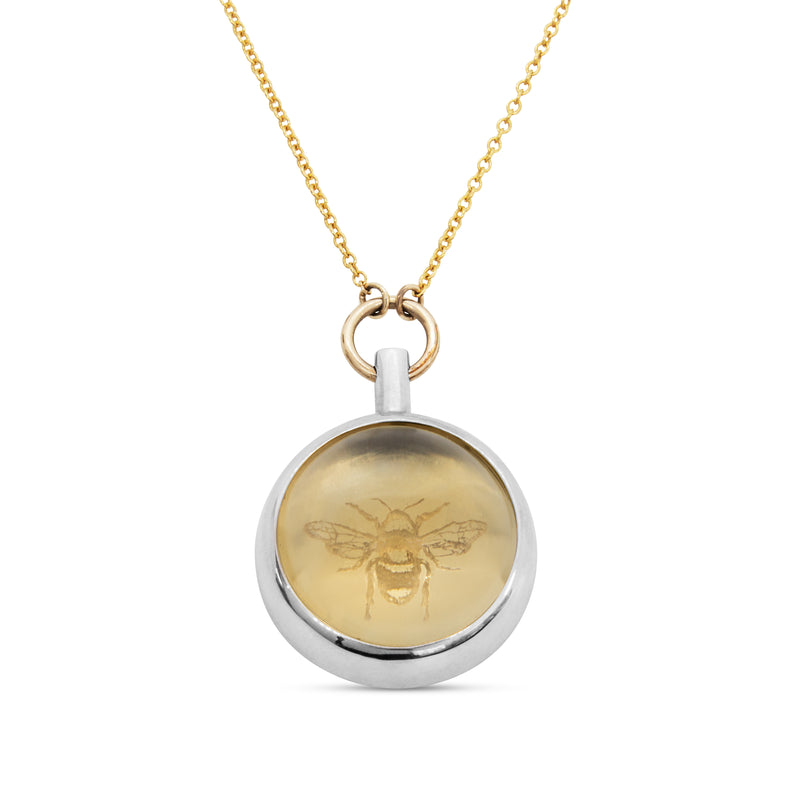 Silver Bee Pendant with Gold Filled Chain